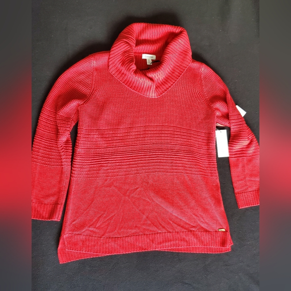 NWT Calvin Klein Cowl Neckline Red Sweater Size Large